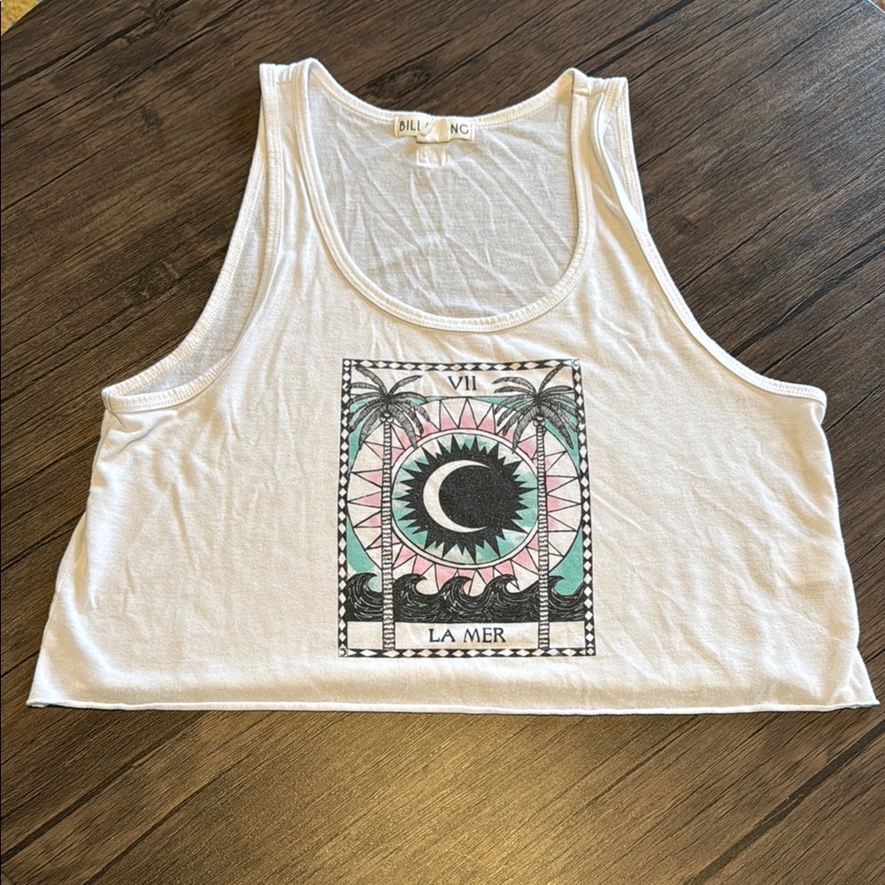Billabong White Sleeveless Crop Tank Top